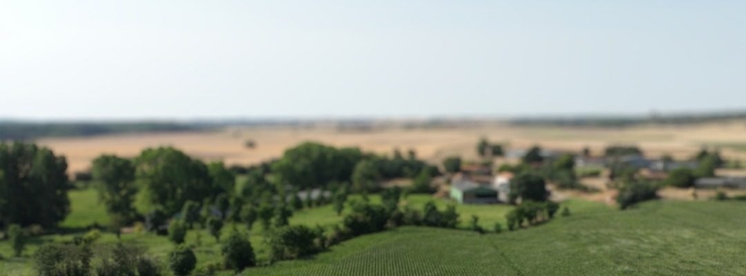 Vue aérienne de parcelles agricoles prise par drone